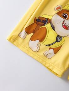 SHEIN | PAW Patrol Young Boy Cartoon Dog Print Short Sleeve T-Shirt And Shorts Set, Casual Daily Commute, Summer - Yellow - View 8