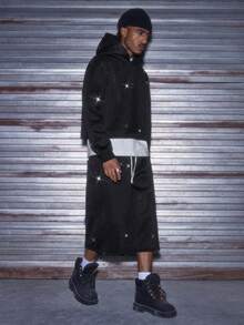 AXEPEAK 男士休闲百搭亮黑色套头连帽衫 - 黑色 - 查看 7