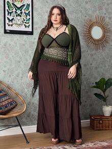 ROMWE Fairycore Áo camo nữ cỡ lớn thêu hoa, kiểu dáng thường ngày, đa năng, thích hợp cho buổi hẹn hò. - màu xanh lá - Xem 7