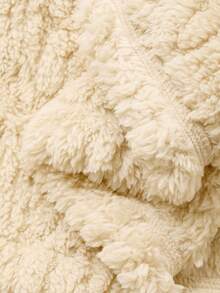 DAZY Women's Minimalist Textured Fleece Long Robe, Winter Loungewear - Apricot - View 6