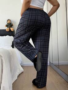 Dream Adore 大码休闲格子印花抽绳腰家居裤，可作外衣穿着