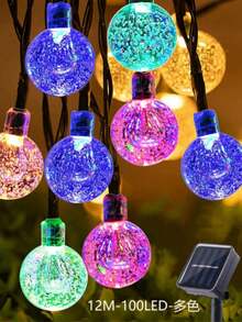 1条16/23/39英尺20/50/100 LED太阳能水晶球泡泡灯串，大型泡泡灯防水太阳能户外灯带，8种照明模式，太阳能灯串，适用于花园、露营、LED灯（多色/暖白/白）派对 - 黑色 - 查看 12