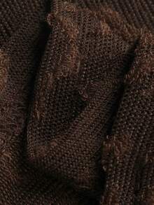 DAZY Women's Crew Neck Long Sleeve Fitted Textured Fabric Hollow Design Casual Sexy Base Layer T-Shirt Y2k - Coffee Brown - View 7