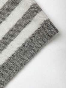 Sunspun Autumn/Winter Fashion Minimalist Striped Off-Shoulder Long Sleeve Loose Pullover Knit Top & Fitted Shorts Casual Matching Sweater Set - Multicolor - View 6