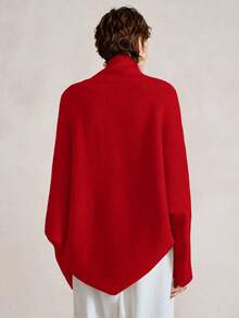 SHEIN Stylify Áo khoác cardigan dệt kim dáng rộng, vạt áo bất đối xứng, kiểu dáng mới dành cho nữ mùa Thu/Đông, thanh lịch, cao cấp, đa năng cho việc đi lại hàng ngày. - Đỏ - Xem 2