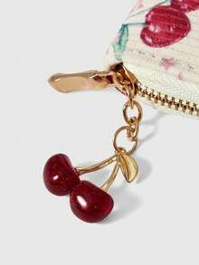 ROMWE Kawaii Corduroy Fruit Cherry Plush Autumn And Winter Short Wallet - cherry - View 5