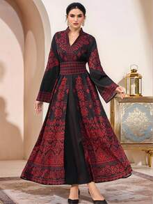 Al Najma New Design Print Cinching Waist Tie Slimming Vacation Party Dress - Multicolor - View 4