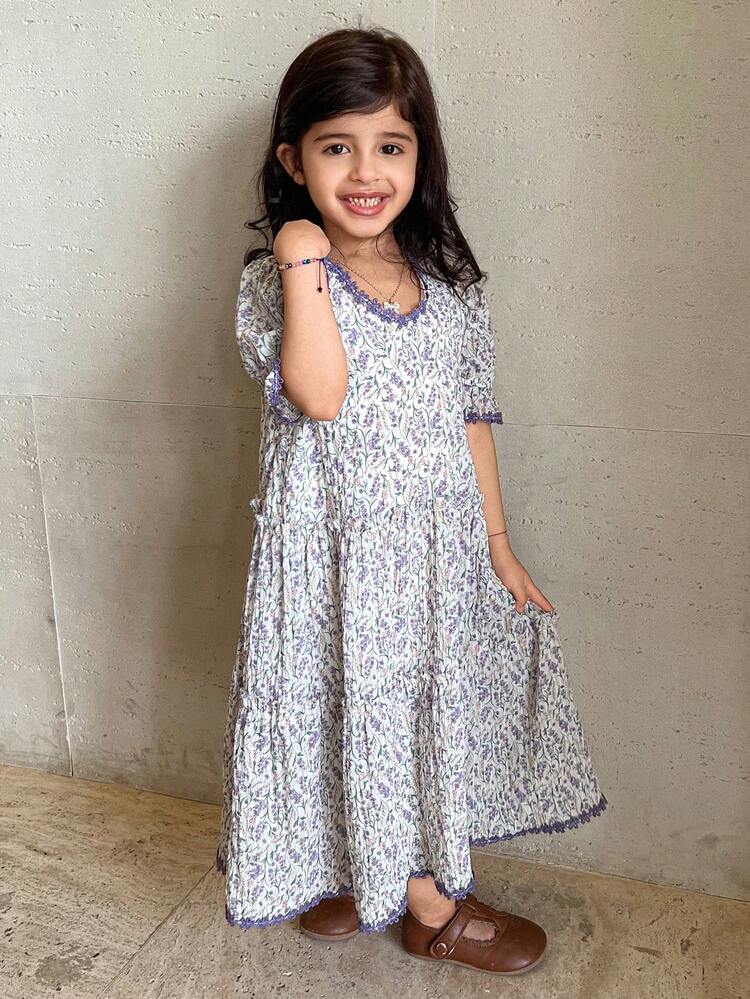 Young Girl Fall Clothes, Girl"S (Toddler) V-Neck Short Sleeve Ditsy Floral Dress, Summer Easter