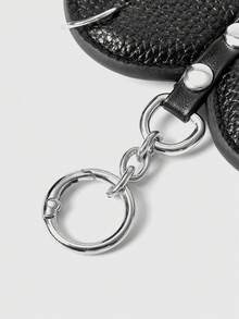 ROMWE Kawaii 1 pieza Anillo de corazón con remaches de estilo punk gótico, diseño de cerradura multifuncional - Accesorio, llavero, colgante de bolso - Se puede adjuntar a bolsos, pantalones, adecuado para uso diario, compras, citas - Negro - Ver 3