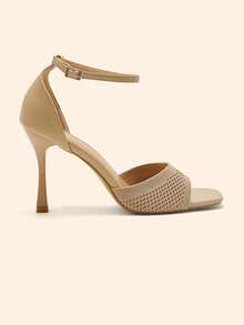 CUCCOO BASICS Sandalias de tacón alto de moda con diseño de hebilla hueca para uso diario - Albaricoque 1 - Ver 2