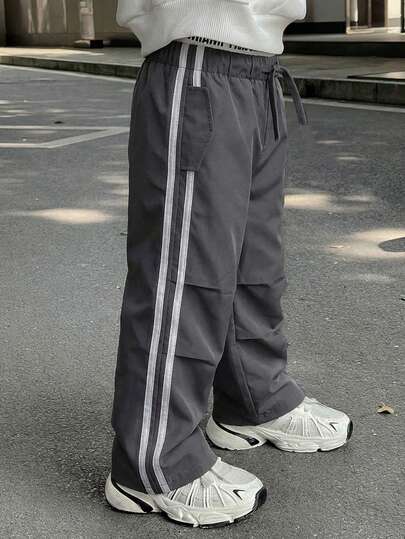 Pantalones rectos, sueltos y de unicolor con tirantes gruesos y cómodos para niños/niños pequeños de uso diario casual