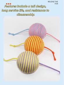 1PC 8CM Interactive Cat Toy Ball For Indoor Cats - Chew Proof Boredom Relief Ball With Scratching Surface & Teeth Cleaning Textures, Knotted Rope Cat Entertainer Ball For Anxiety, Stress Relief And Promoting Dental Health, Best Engaging Kitten Toys For Playtime And Exercise (Random Color) - Color random - View 5