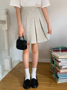 DAZY Tween Girl Pleated Versatile Casual & Back To School Mini Skirt - Beige - View 5