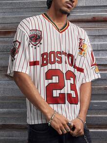 Men's AXEPEAK Casual Fashionable Striped T-Shirt - Multicolor - View 5