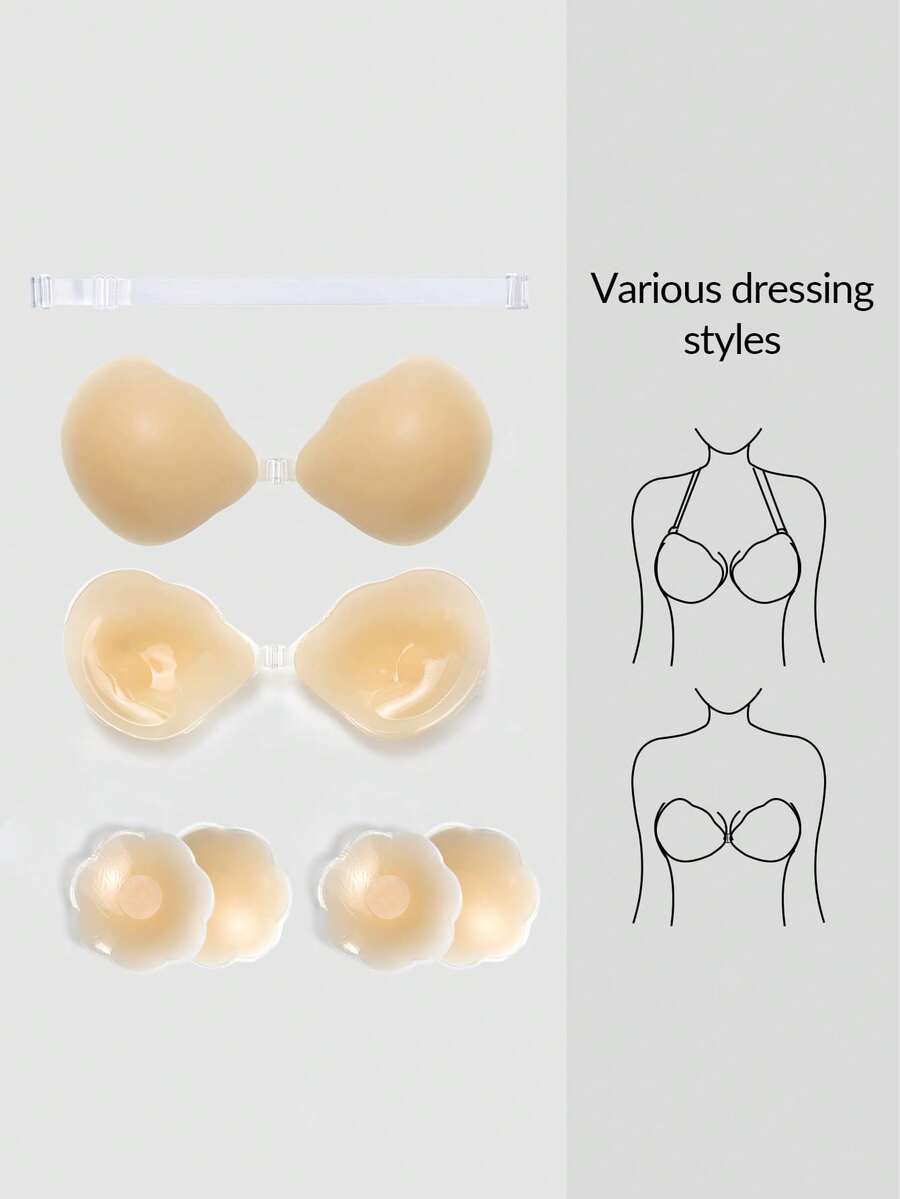 SHAPORA 1 Set + 2pcs Women's Adhesive Floral Breast Petals