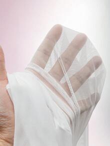 Amplova 女士秋季时尚长袖褶皱修身迷你连衣裙 - 白色 - 查看 8