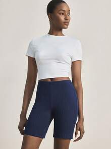 Ocili Women's High Waist Cotton Safety Shorts, Anti-Chafing Seamless Briefs - Blue - View 1