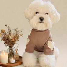 Pc1,Dark Green High Neck Dog Clothes With Heart Patch For Small Dogs Daily Wear - Multicolor - View 18