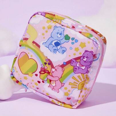 SHEIN X Care Bears 1pc Cartoon Pattern Printed Polyester Fiber Storage Bag, Can Be Used As A Feminine Hygiene Storage Bag, Digital Storage Bag, Small Item Storage Bag,Cheer Bear, Good Luck Bear, Funshine Bear, Share Bear, Love-A-Lot Bear