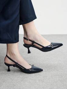 CUCCOO BIZCHIC 女士尖头细高跟百搭简约通勤黑色高跟鞋 - 深藍色 - 查看 3