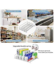 2 Pieces Beverage Push Rod, Refrigerator Bottle And Can Organizer Box, Self-Propelled Soda Can Dispenser With Upgraded Double-Layer Tray And Positioning Clips, Kitchen Supplies, Wardrobe Storage And Organization, Desktop Storage - Multicolor - View 5