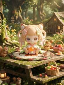 POKOJA LAND Hộp bí ẩn (không nhồi bông) CATMNI Tiệc trà rừng thần tiên (8 mô hình thường + 1 mô hình ẩn) - Mô hình nhân vật cổ tích bằng nhựa ABS (cao 10cm/3.9inch) với chủ đề rừng và trà kỳ ảo, món quà ý nghĩa dành cho bạn bè và gia đình, lý tưởng để trang trí bàn làm việc/trưng bày và dành cho những người đam mê mô hình, món quà mô hình dễ thương, đồ trang trí. - thủy triều chơi hộp mù - Xem 3
