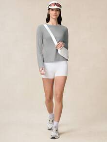 OutZeal 女士户外T恤跑步健身速干防紫外线长袖后背网眼户外上衣 - 灰色 - 查看 5