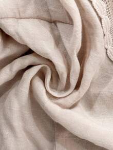 LanaWest Western Style Lace Trim & Tassel Patchwork V-Neck Puff Sleeve Flare Cuff Fitted Versatile Women Blouse - Apricot - View 7