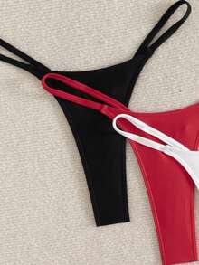 Swim Vcay 女士性感时尚三色拼接比基尼泳裤 - 彩色 - 查看 5