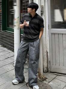 DAZY 男士扎染条纹Polo衫，夏季 - 彩色 - 查看 4