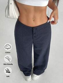 StreetHx Women's Elegant Slimming Casual Wide-Leg Trousers Fall Cloth For Women - Navy Blue - View 3