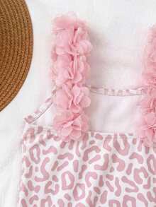 Emery Rose Kids Emery Rose Kids 女童条纹蝴蝶结装饰3D花朵连体泳衣 - 粉色 - 查看 5