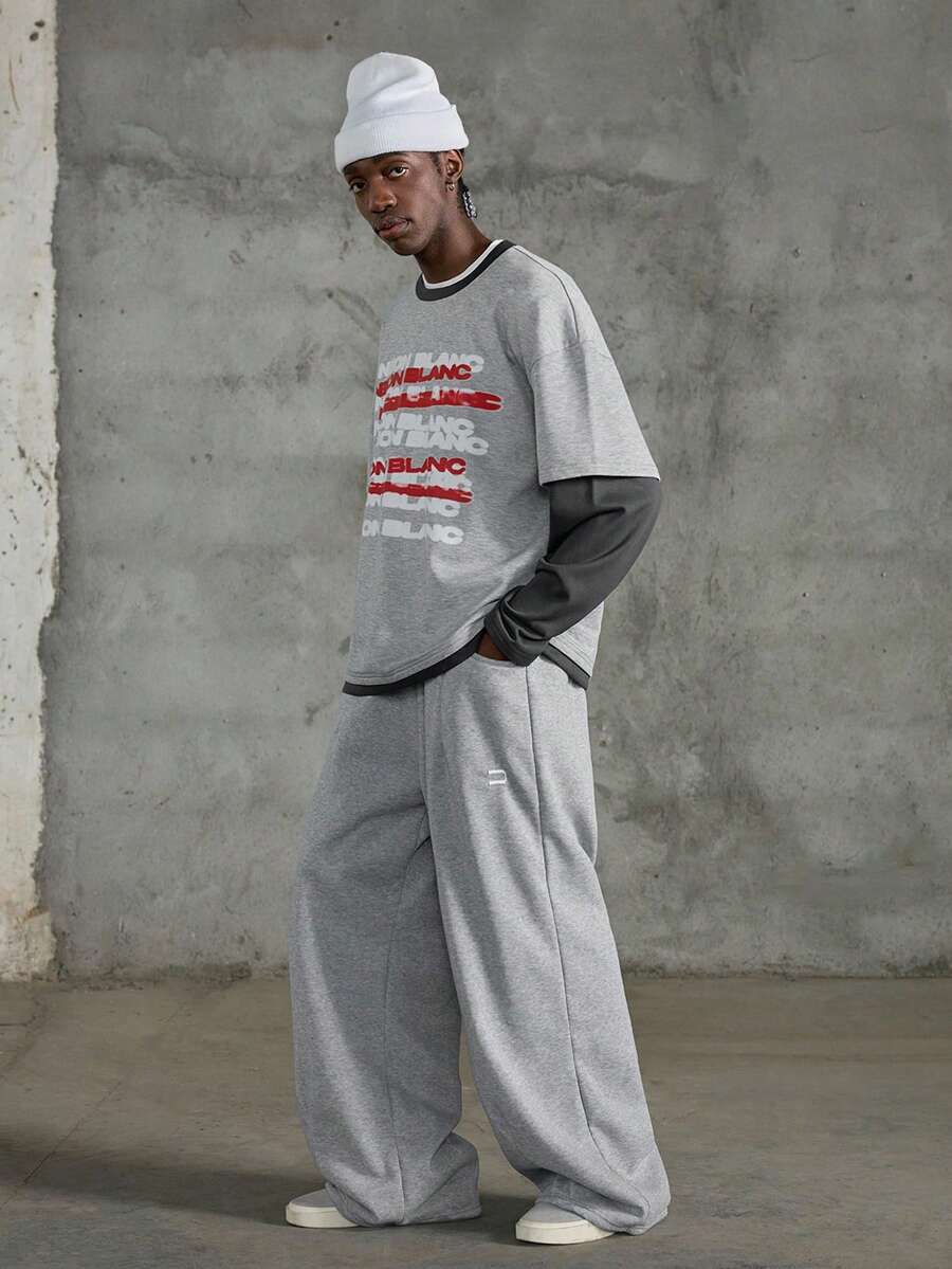 NEON BLANC Y2K Redacted Fake Two Piece Sweatshirt Men - Grey - View 1