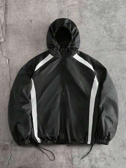 AXEPEAK 男士休闲百搭撞色拼接连帽夹克