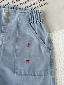 SHEIN Tween Girls' Y2K Washed Loose Casual Jeans With Cute Bow Embroidery, Versatile And Fashionable For Everyday Wear - Light Wash - View 7