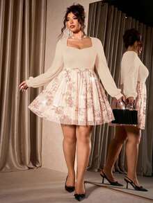 Cravure Kooky Elegance 系列（忧郁气质）（周三美学）亮片网纱迷你连衣裙 - 香檳色 - 查看 1