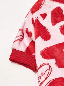 PETSIN 1 件粉色法兰绒毯，带红色爱心图案，适合宠物（猫/狗） - 彩色 - 查看 3