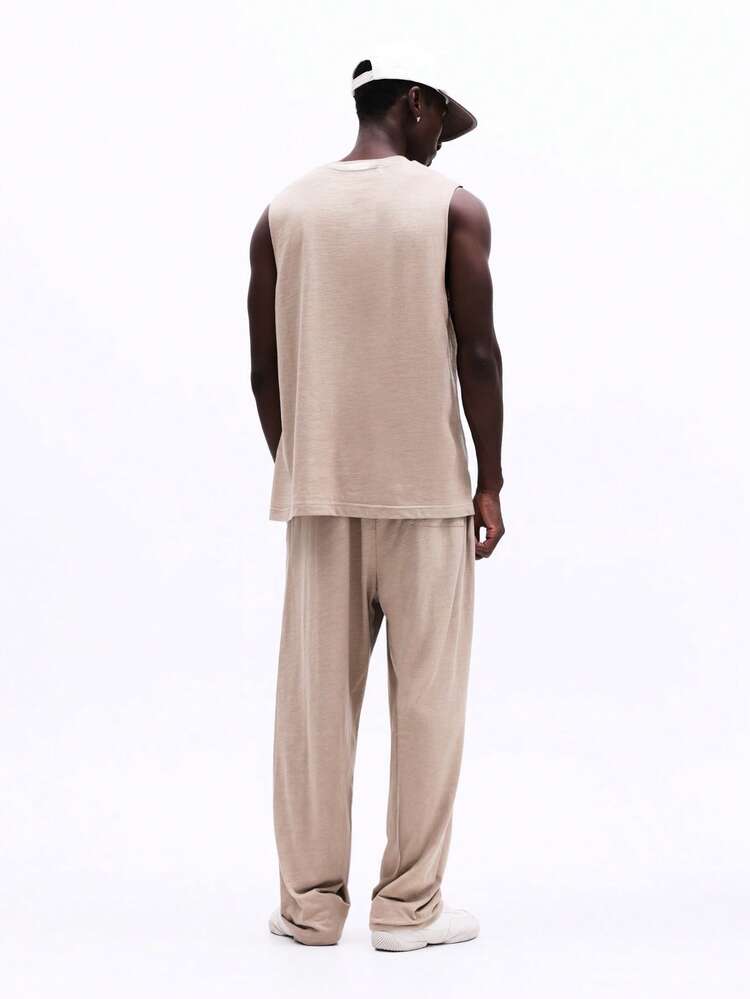 Slub Tank Top With Matching Pants Set