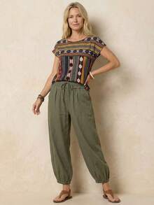 EMERY ROSE Blusa con estampado geométrico de manga murciélago - Multicolor - Ver 4