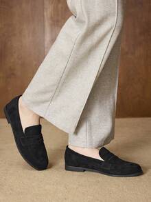 MOTF WOMEN'S LOAFERS, RETRO BRITISH STYLE FLAT SHOES VALENTINE'S DAY - static black - View 7