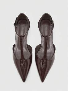 CUCCOO BIZCHIC 女士咖啡色尖头低跟露跟鞋，简约优雅百搭休闲通勤鞋，适合工作办公室穿着，春秋季 - 鏡面料咖啡 171 - 查看 6