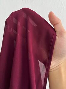 Maweii Plus Size Women's New Elegant Party & Casual Commute Chic Purple Glossy Leather Midi Skirt With Deep V-Neck Design, Ribbon Decor, Button Accent, Sheer Top, Waist Cinching Design For Slimming Effect, Women's Outgoing & Commute Versatile 2-Piece Set - Purple - View 8