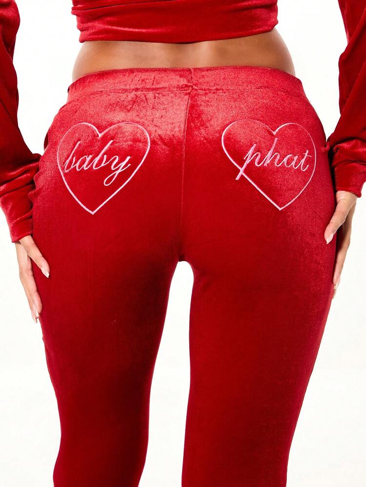 BABYPHAT Luxurious Ruched Velour Sweatpants With Drawstring Waist And Flare Leg Design For Casual Comfort And Holiday Occasions For Valentine's Day Flare Sweat Pants Red Pants For Women Lace Up Pants Burgundy Pants