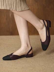 MOTF WOMEN COLORBLOCK SLINGBACKS FLATS VALENTINE'S DAY SPRING SHOES - Burgundy - View 7