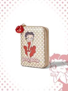 Betty Boop | ROMWE 1pc Rainbow & Cartoon Cat Print Fashion Short Wallet - Gold - View 2