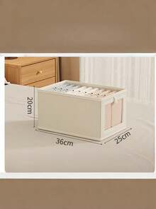 1/2PCS Foldable Clothing Storage Box, Wardrobe Fabric View Window Cotton-Linen Clothing/Jeans Storage Box, Living Room Toy/Clutter Organizer Box. - White - View 12