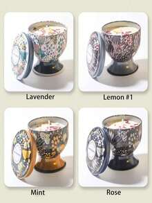 1 件/4 件干花香薰蜡烛，高脚杯罐和三芯蜡烛款式，图案优雅，适合装饰、芳香疗法和节日装饰，是馈赠亲朋好友的绝佳礼物，提供单盒或 4 件套礼品套装 - 彩色 - 查看 20