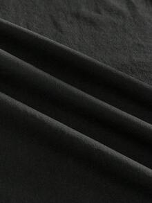 Manfinity Dauomo Men's Casual Text & Letter Graphic Short Sleeve T-Shirt - Black - View 3