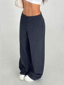 StreetHx Women's Elegant Slimming Casual Wide-Leg Trousers Fall Cloth For Women - Navy Blue - View 6