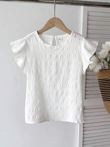 2pcs/Set Tween Girls Floral Ruffle Collar Spring Vacation Beach Style Textured Shirt, Spring/Summer - Multicolor - View 8